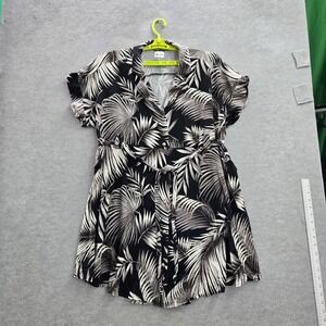 Torrid Women Dress 1 Black‎ Floral Collared Cover Up Short Sleeve